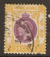 Hong Kon  1912  SG  110  30c Purple And Orange Yellow Top Right Corner Missing  Multiple Crown CA  Fine Used - Unused Stamps