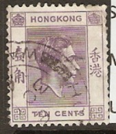 Hong Kon  1938  SG 145c 10c  Reddish Lilac  Fine Used - Ongebruikt