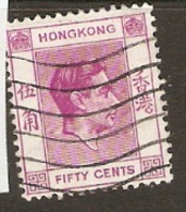 Hong Kon  1938  SG 153 50c Purple   Fine Used - Ungebraucht