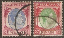 Malaya  Penang    1949    SG  20,21 $1,$2  Fine Used - Penang