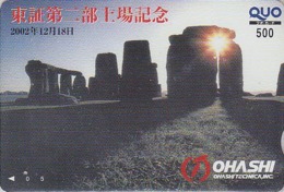Carte Prépayée JAPON - Archéologie Préhistoire Menhir - Site STONEHENGE England Rel. JAPAN Prepaid QUO Card  - 44 - Landschaften