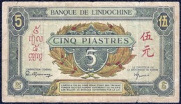 French Indochina 5 Piastres 1942 F - AVF Banknote - Autres - Asie