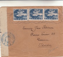 Svezia  Cover Per Genova Vari Timbri Di Censura - 1920-1936 Rouleaux I