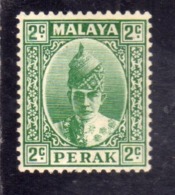 MALAYA PERAK MALESIA 1938 1941 SULTAN ISKANDAR CENTS 2c MNH - Perak