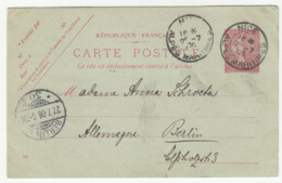 France Postal Stationery Postcard Posted 1906 Nice To Berlin B191003 - Postales Tipos Y (antes De 1995)