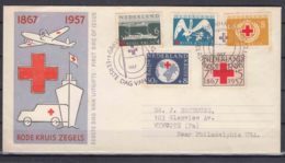 Netherlands 1957 Red Cross Set On FDC First Day Cover Mi#699-703 - Covers & Documents