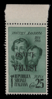 ISTRIA (POLA) - Occupazione Jugoslava  50 C. Su 25 C. Verde Azzurro (Fratelli Bandiera) - VARIETA' - 1945 (B) - Joegoslavische Bez.: Istrië