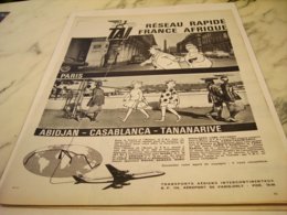 ANCIENNE PUBLICITE FRANCE AFRIQUE TRANSPORT AERIENS TAI 1961 - Publicidad