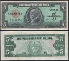 Cuba P 92 - 5 Pesos 1960 - UNC - Cuba