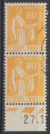 FRANCE : N° 366 Oblitéré En Paire Verticale (Type Paix) - - 1932-39 Paz