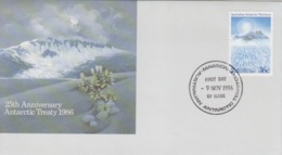 Polaire Australien, N° 73 (25° Ann. Traité De L'Antarctique) Obl. 1° Jour Mawson Le 9 NOV 86 Sur FDC - Covers & Documents