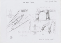 Monaco 2009 Thierry Mordant Unissued Original Drawing Winter Olympic Games Jeux Olympiques 2010 Vancouver Canada Olympia - Invierno 2010: Vancouver