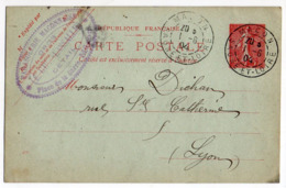 Entier Postal Semeuse Lignée --1904---n° 129 CP ( 409 ) --MACON -71  Pour Lyon-69--cachets - Standaardpostkaarten En TSC (Voor 1995)