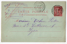 Entier Postal Semeuse Lignée --1904---n° 129 CP ( 402 ) --MARSEILLE - 13  Pour Lyon-69--cachets - Cartes Postales Types Et TSC (avant 1995)