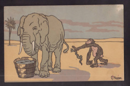 CPA éléphant Singe Circulé - Elefantes
