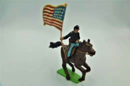 Britains Ltd, Deetail : AMERICAN CIVIL WAR - UNION On Horse Flag Patriotic 100% Complete Rare, Made In England, *** - Britains