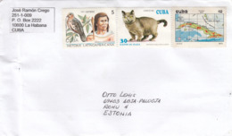 GOOD CUBA Postal Cover To ESTONIA 2019 - Good Stamped: Map ; Bird ; Cat - Covers & Documents