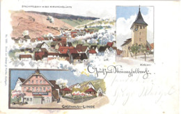 STRÜMPFELBACH Backnang Color Litho In Der Kirschblüte Gasthaus Linde Kirche Geelaufen 17.7.1900 - Backnang