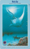 TC Japon / 110-011 - Série OSAKA RING OF FIRE - ANIMAL- POISSON - RAIE MANTA RAY & REQUIN SHARK Japan Phonecard - 37 - Delfines