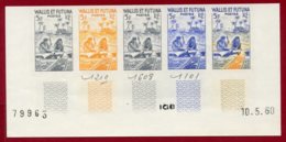 Wallis & Futuna Islands 1960 #154, Color Proof Stripe Of 5, Women Making Tapa Cloth - Unused Stamps