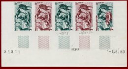 Wallis & Futuna Islands 1960 #155, Color Proof Stripe Of 5, Kava Ceremony - Nuevos