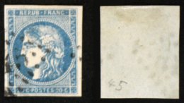 N° 45A 20c CERES BORDEAUX Bleu Type 2 Report 1 TB Cote 130€ - 1870 Emission De Bordeaux