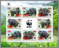 CENTRALAFRICA 2019 MNH WWF Overprint Gorillas RED FOIL M/S - OFFICIAL ISSUE - DH1935 - Gorilas