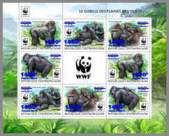 CENTRALAFRICA 2019 MNH WWF Overprint Gorillas BLUE FOIL M/S - OFFICIAL ISSUE - DH1935 - Gorilas