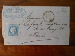 Lettre GC 1527 Flogny Yonne Avec Correspondance - 1849-1876: Classic Period