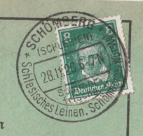 Deutsches Reich Karte Mit Sonderstempel Schömberg Schlesien 1928 Lk Landeshut - Lettres & Documents
