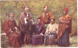 Group Of LAMA Priest Of TIBET Color Tibet Buddhism  Ungelaufen Tucks Postcars Oilette - Tibet