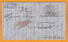 1850 - Lettre Pliée Avec Corresp En Italien De Londres, Angleterre Vers Trento, Trente Tyrol Italien Via Calais & France - Marcophilie
