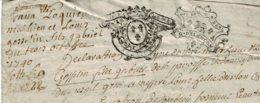1740 - Document Manuscrit 23,5x18,5cm - 2 Cachets "Généralité D'Alençon - Taxe 1 Sol Et 4 Deniers - Cachets Généralité