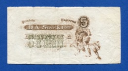 USA - D.A. Stein & Co. 5 Units - Very Old And Rare Specimen Sample Note 1800s AF - Specimen