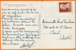 MONACO CPSM 1948 Avec Nouvelle Effigie Du Prince Louis II 5F  Sur CPSM   " Seul Sur Lettre " Le Rocher Le Stade Num 1510 - Cartas & Documentos