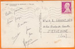 MONACO CPSM 1948 Avec Nouvelle Effigie Du Prince Louis II 3F Sur CPSM   " Seul Sur Lettre " Vue Panoramique  Num 1520 - Storia Postale