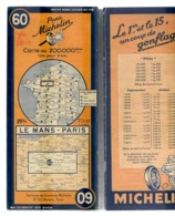 Carte Géographique MICHELIN - N° 060 - LE MANS - PARIS - 1946 2 - Cartes Routières