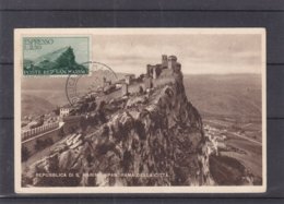 Saint Marin - Carte Postale De 1947 - Oblit Répiblique San Marino - Avec Timbre Exprès - Carte Maximum  ? - Brieven En Documenten