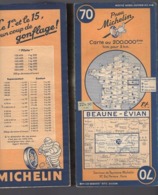 Carte Géographique MICHELIN - N° 070 - BEAUNE / EVIAN - 1946 - Cartes Routières