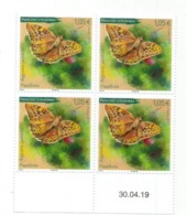 ANDORRA. Le Grand Cardinal, Papillon De La Principauté, Bloc De 4 Neufs **, Année 2019, Coin Daté. - Unused Stamps