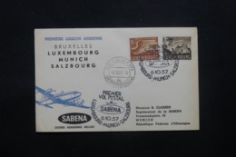 LUXEMBOURG - Enveloppe 1er Vol Luxembourg / Munich / Salzburg En 1957 , Affranchissement Plaisant - L 43813 - Brieven En Documenten