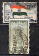 Y797 - INDIA 1947 , Yvert Serie N. 1/2  Usata  (2380A). Indipendenza - Gebruikt