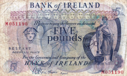 Northern Ireland 5 Pounds ND 1967 F P-57a RARE NOTE "free Shipping Via Registered Air Mail" - Irlande