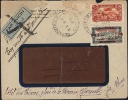 YT PA 44 République Libanaise + YT 104 Grand Liban Barré Surcharge République Libanaise CAD Beyrouth RP 9 X 1930 Avion - Liban