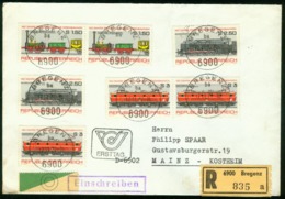 Br Austria Registered Cover Sent To Germany, Mainz Kostheim | Bregenz 17.11.1977 FDC | Trains - 1971-80 Covers