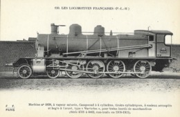 CARTE POSTALE ORIGINALE ANCIENNE : LOCOMOTIVE FRANCAISE A VAPEUR ( P. L. M.) MACHINE N° 4838 DE 1908 A 1909 - Matériel