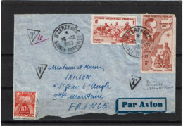 LCTN57/2 - GUINEE FRANCAISE N'ZEREKORE 16/10/1953 PAR KANKAN 19/10/1953 TAXEE ARRIVEE - Briefe U. Dokumente