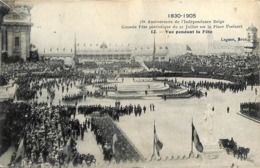 Bruxelles Place Poelaert - 75e Anniversaire Indépendance - Vue Pendant La Fête (Lagaert, 1908) - Feesten En Evenementen