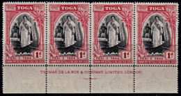 C0509 TONGA 1938, SG 71  20th Anniv. Queen Salote's Accenssion,  MNH Marginal Strip Of 4 - Tonga (...-1970)