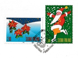 FINLAND 1995 Christmas / Skating / Poinsettia: Promotional Postcard CANCELLED - Covers & Documents